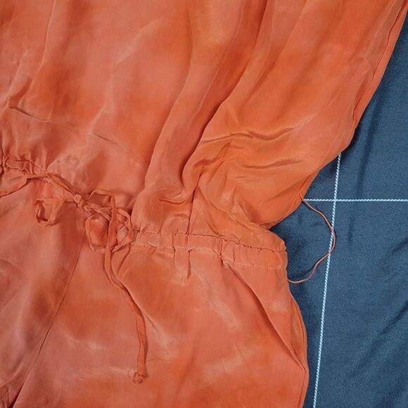 young fabulous and broke womens s Silk Orange Romper tiedye boho festival comfy - Picture 3 of 7